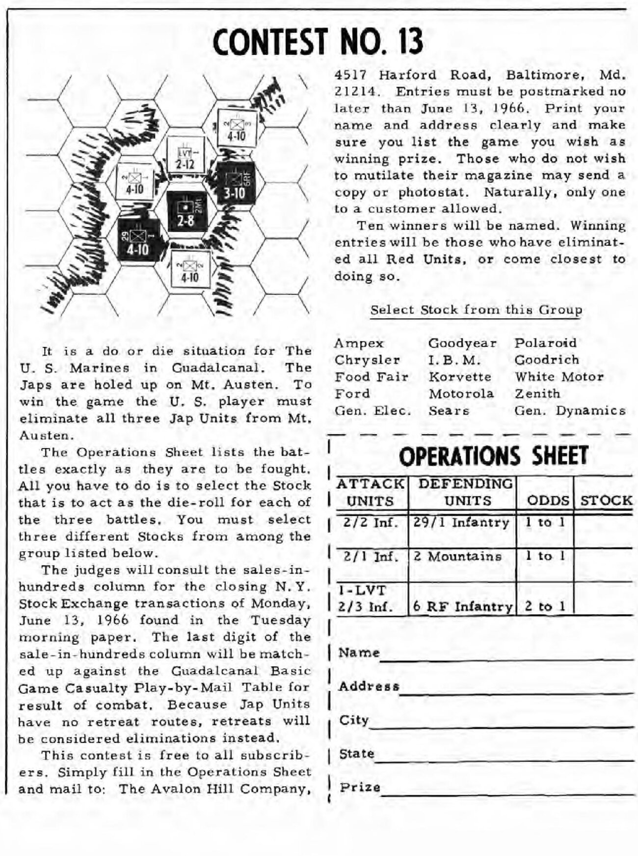 Contest No. 13 from The General, Vol. 3 No. 1